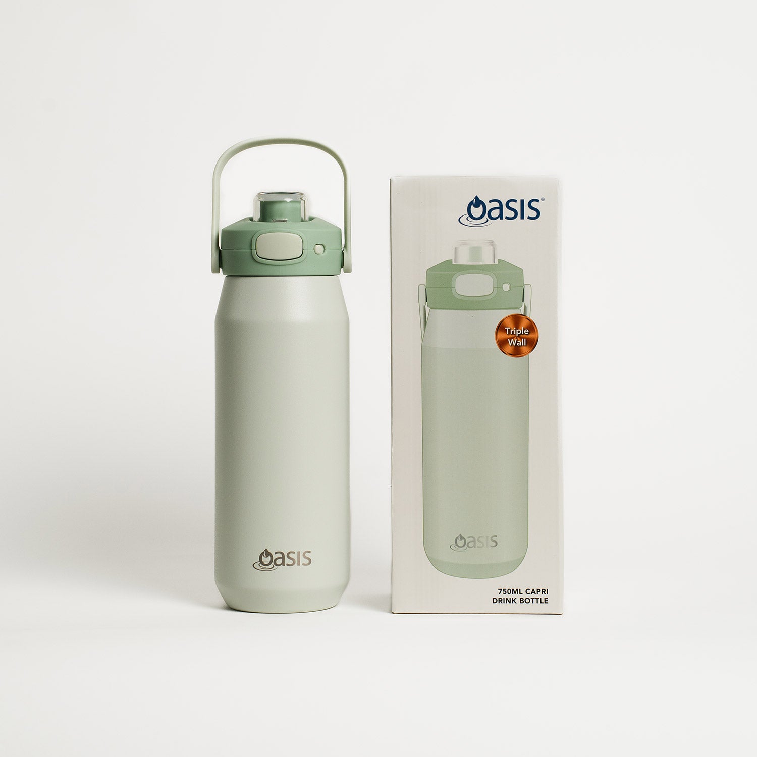 Oasis Ceramic Stainless Steel Triple Wall Capri Quick Release Drink Bottle 750ML