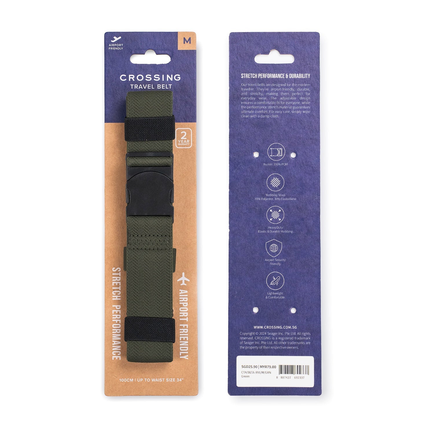 Crossing Travel Belt With Loop Buckle (Medium) (SA)