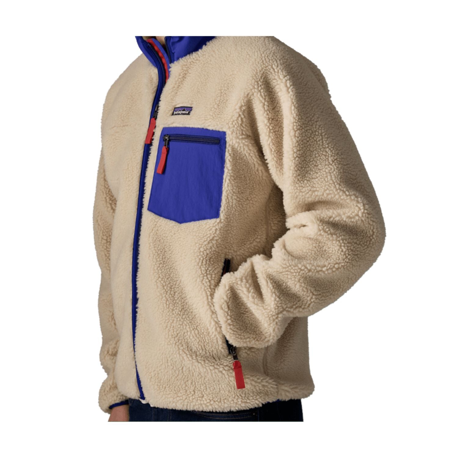 Patagonia Men's Classic Retro-X® Fleece Jacket (Dark Natural W/Cobalt Blue)