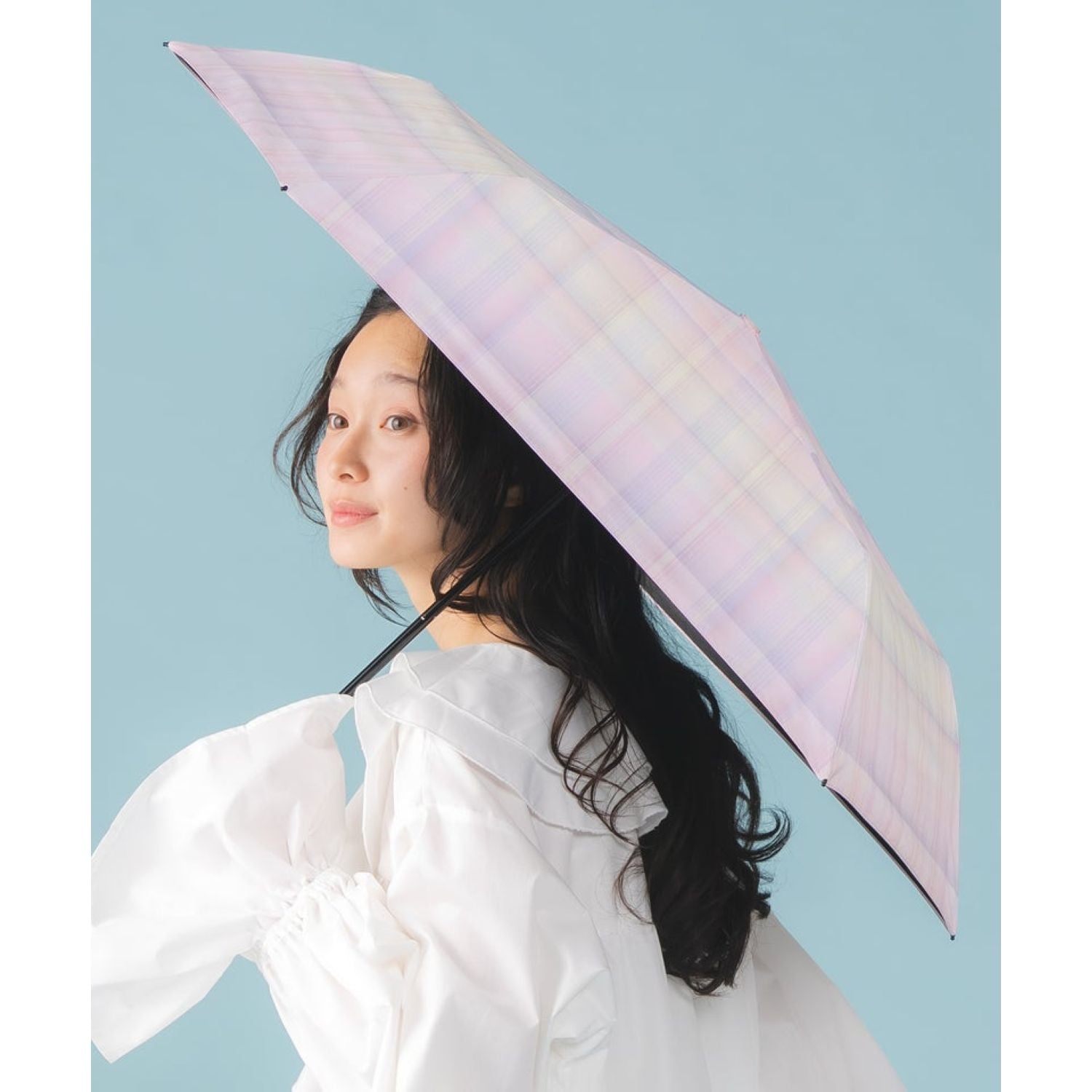 WPC Gradation Check Mini UV Protection UPF 50+ Umbrella 50cm