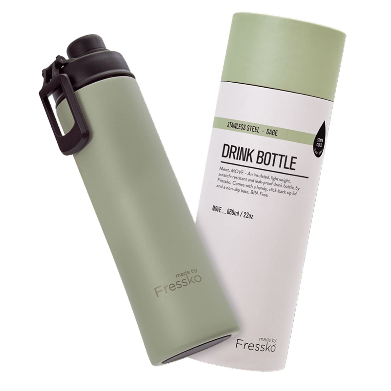 Made By Fressko Move 22oz Insulated Stainless Steel Drink Bottle