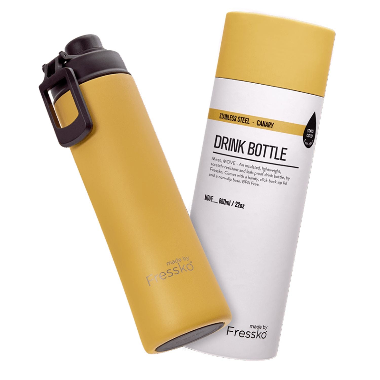 Made By Fressko Move 22oz Insulated Stainless Steel Drink Bottle