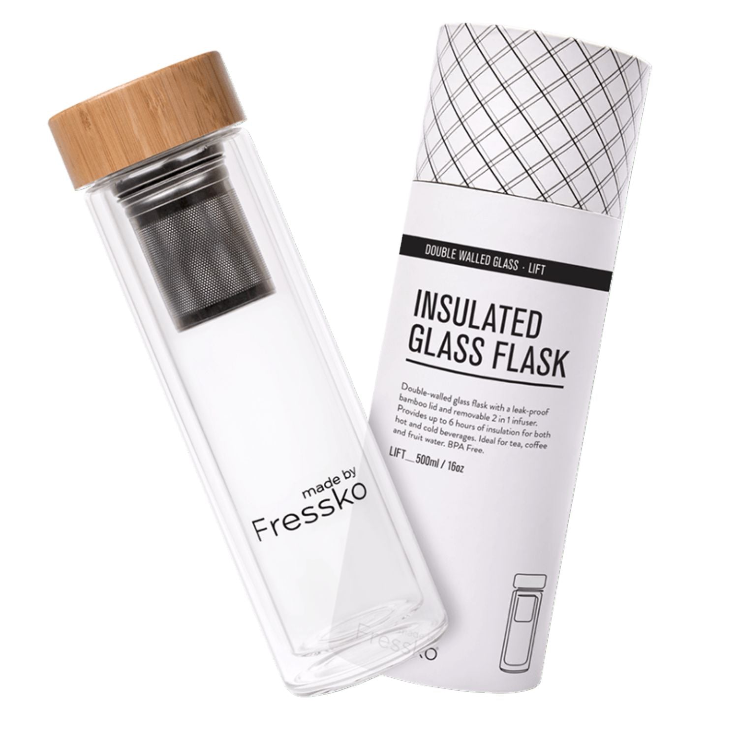 Made By Fressko Lift 16oz Infuser Glass Flask