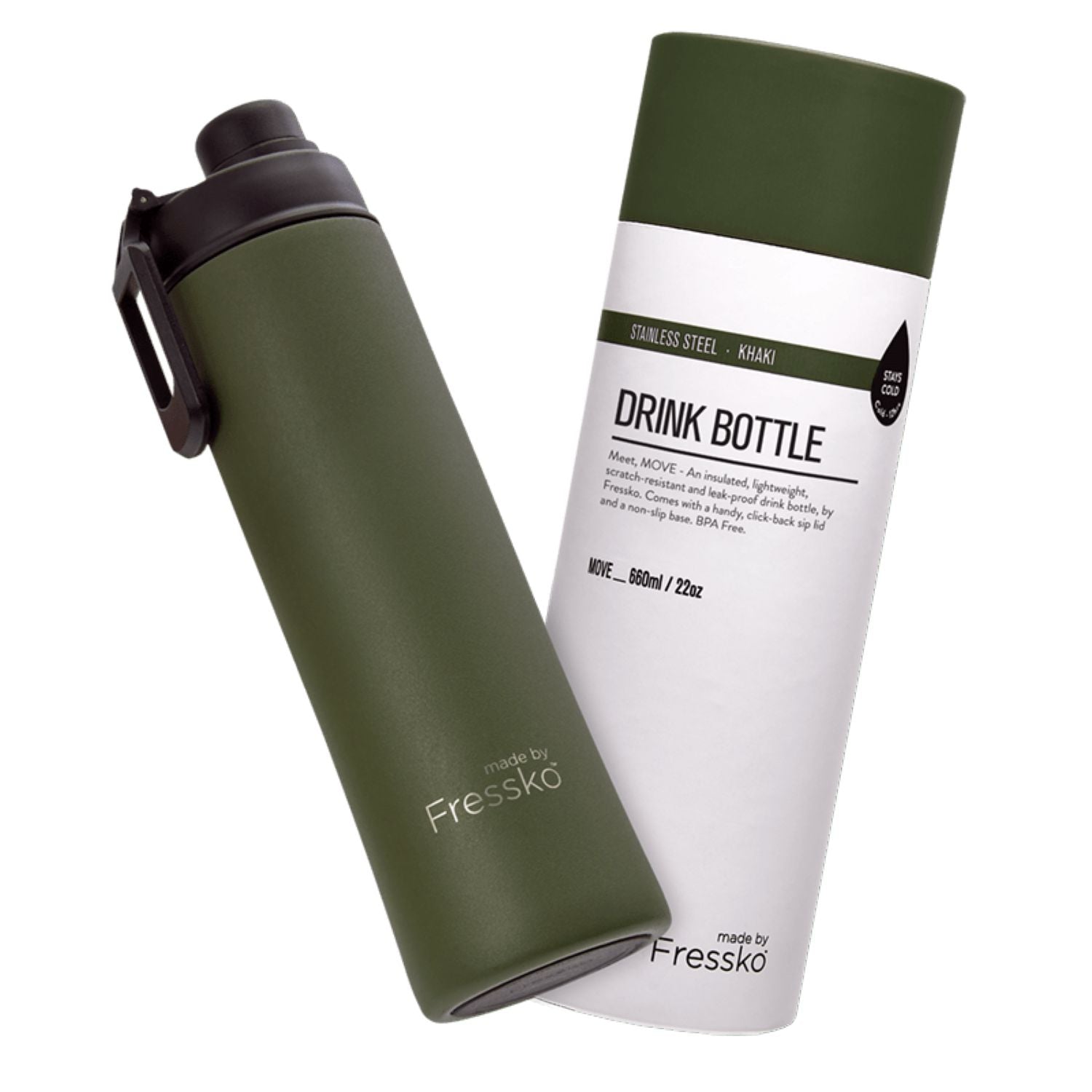 Made By Fressko Move 22oz Insulated Stainless Steel Drink Bottle