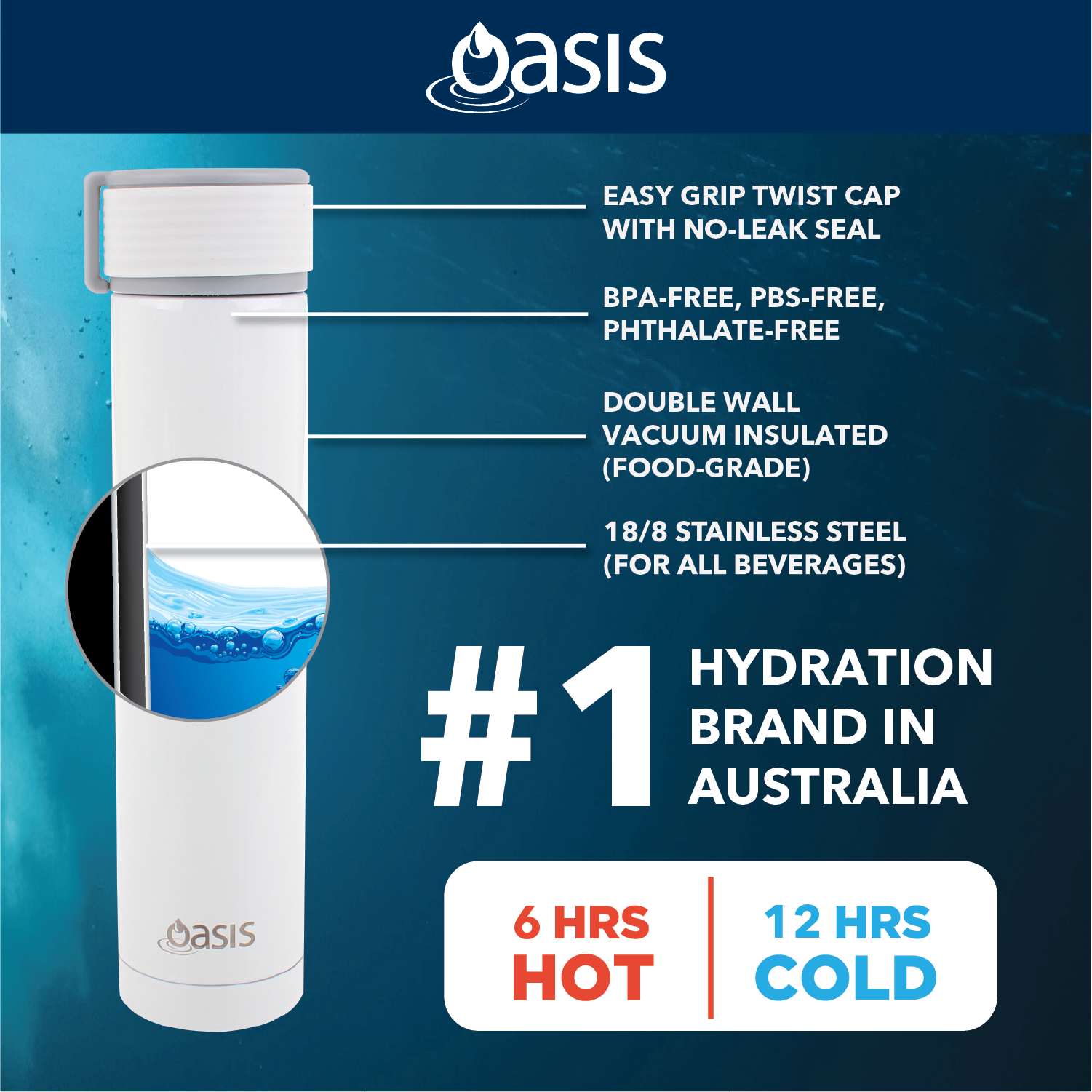 Oasis Skinny Mini Insulated Water Bottle 250ML | Gifts & Lifestyle, Insulated Water Bottles, Travel Accessories, Water Bottles | Oasis Bottles-15