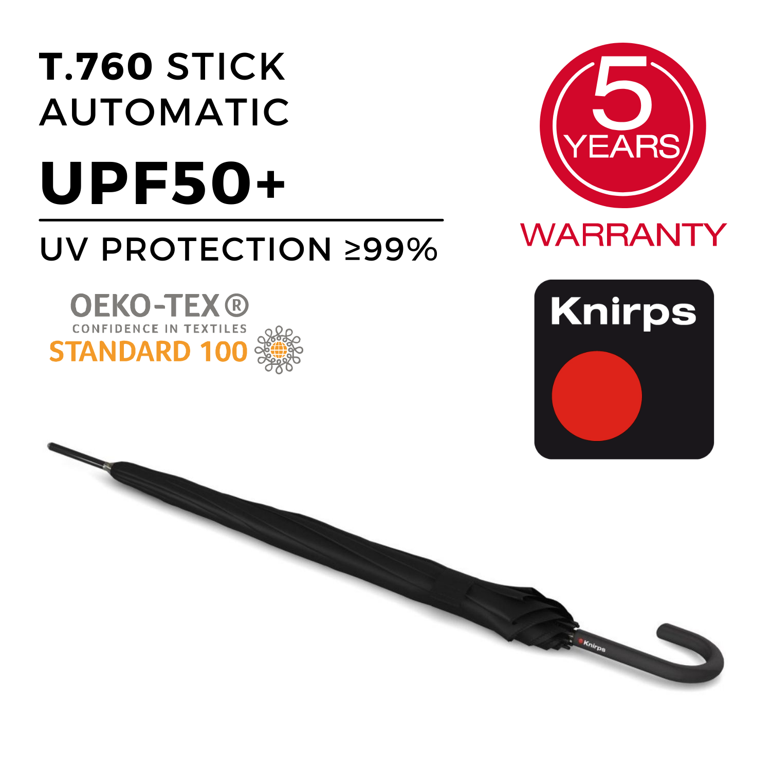 Knirps T.760 Stick Automatic (UV Protection) | Foldable Umbrellas, Regular Price, Travel Accessories, Umbrellas, UV Umbrellas | Knirps Umbrellas