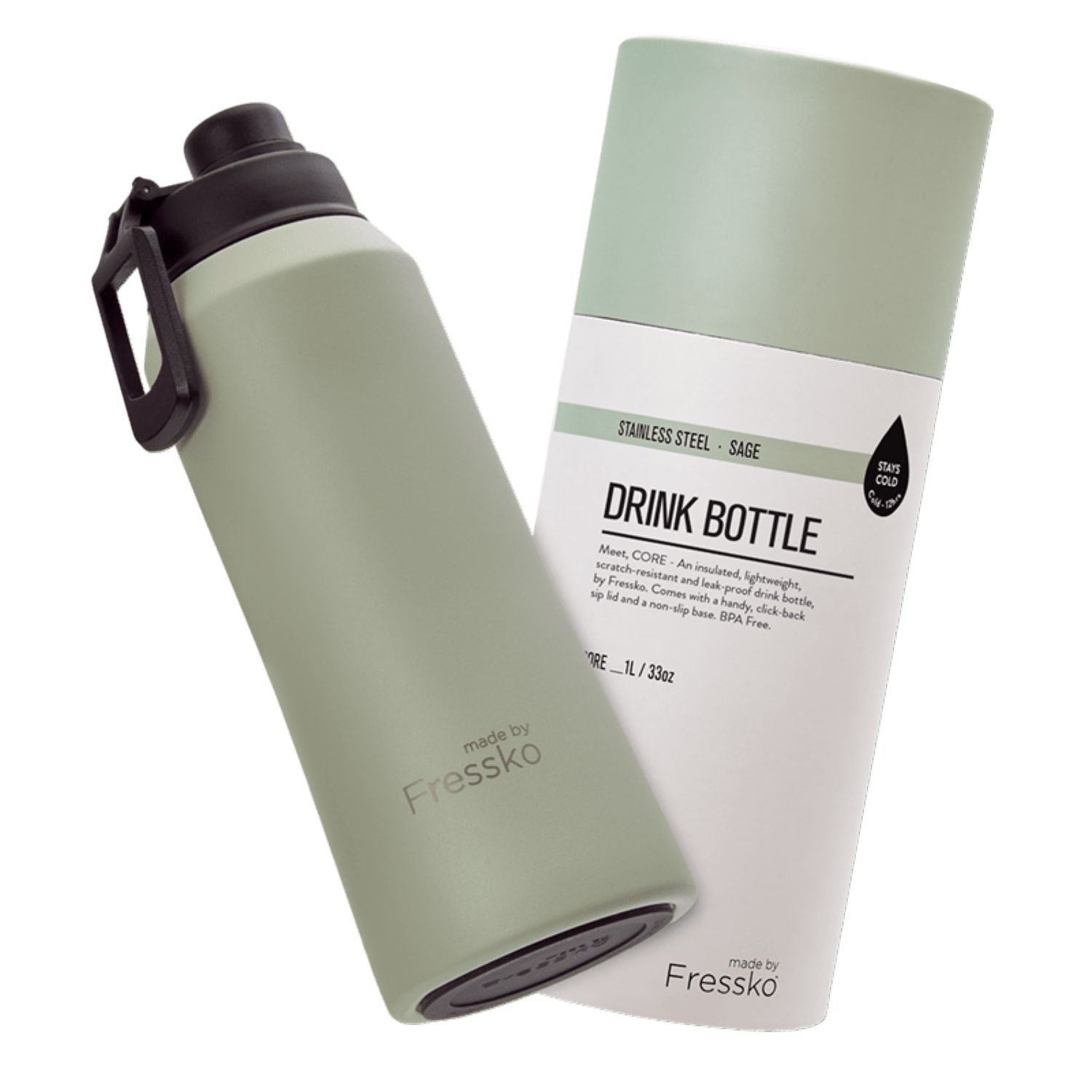 Made By Fressko Core 34oz Insulated Stainless Steel Drink Bottle