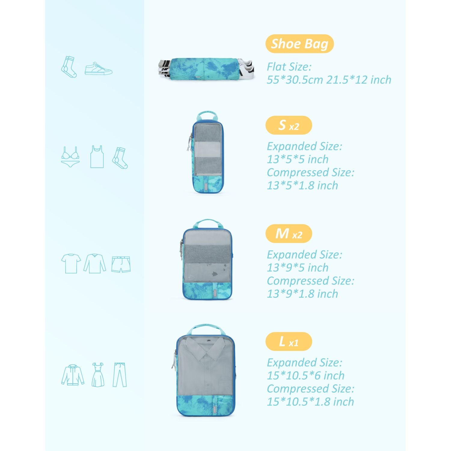 Bagsmart 6-In-1 Compression Packing Cubes