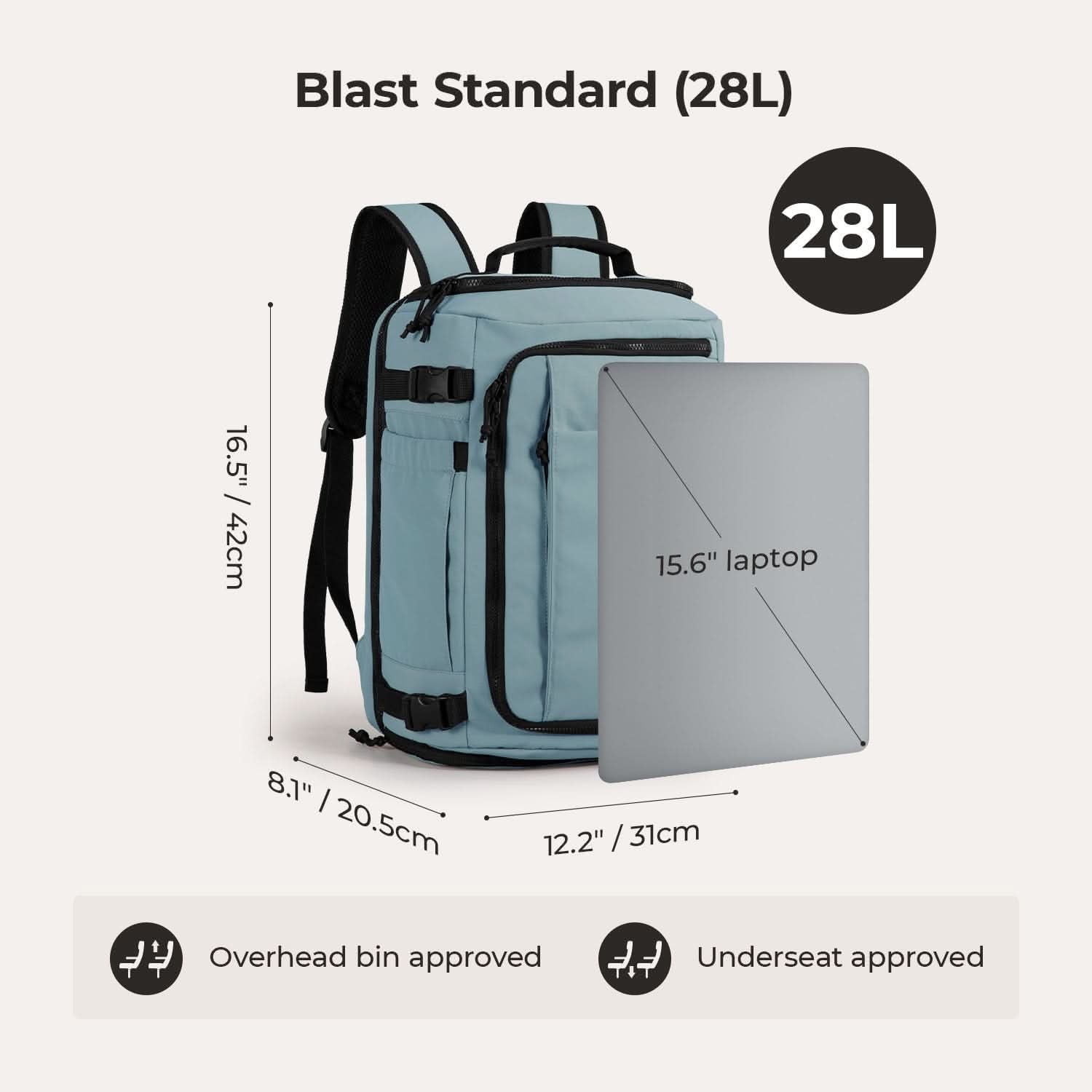 Bagsmart Blast Quick Access Carry On Travel Backpack Standard 28L