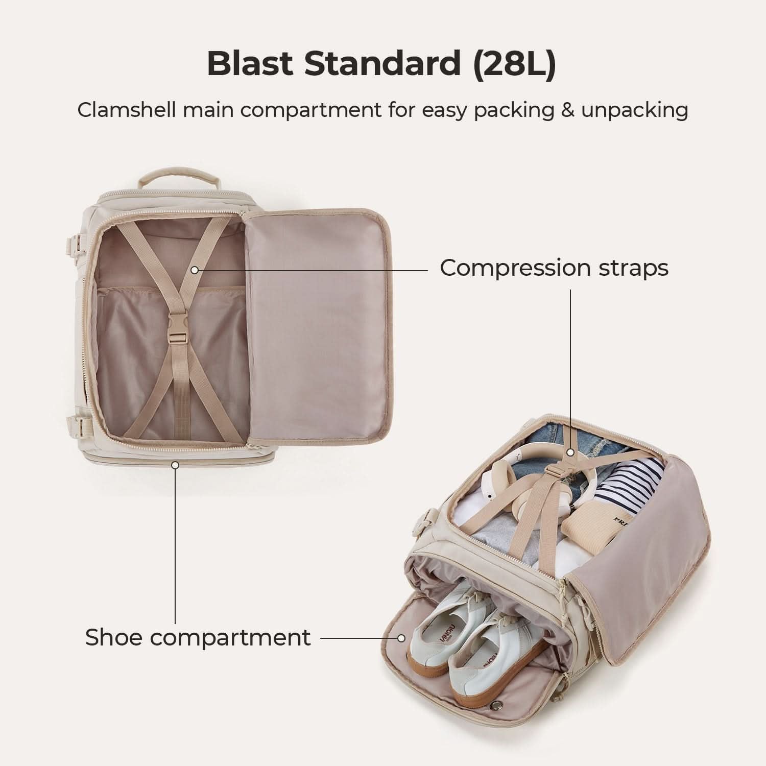 Bagsmart Blast Quick Access Carry On Travel Backpack Standard 28L