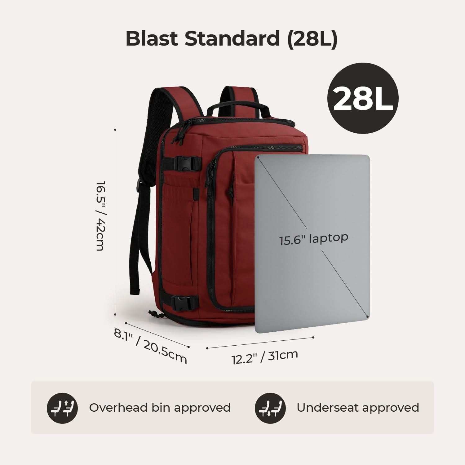 Bagsmart Blast Quick Access Carry On Travel Backpack Standard 28L