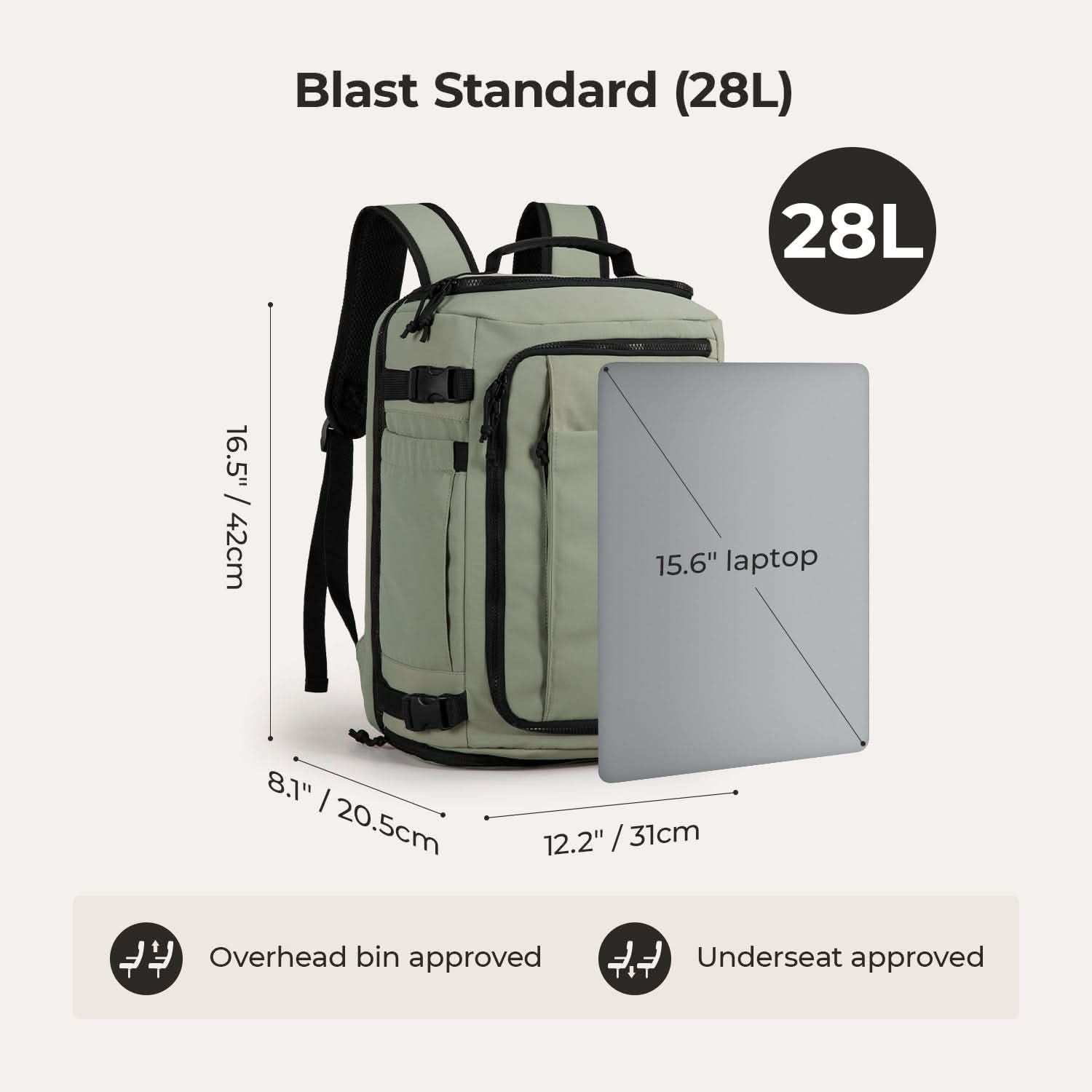 Bagsmart Blast Quick Access Carry On Travel Backpack Standard 28L