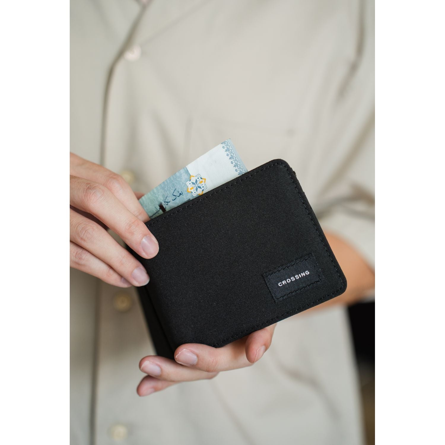 Crossing Bifold Wallet with Coin Pocket & Card Flap RFID