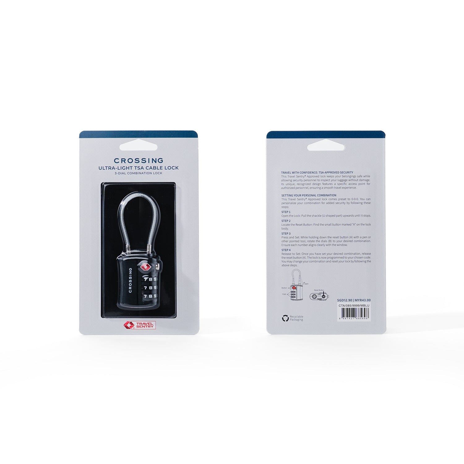 Crossing Ultra-Light TSA 3-Dial Cable Lock