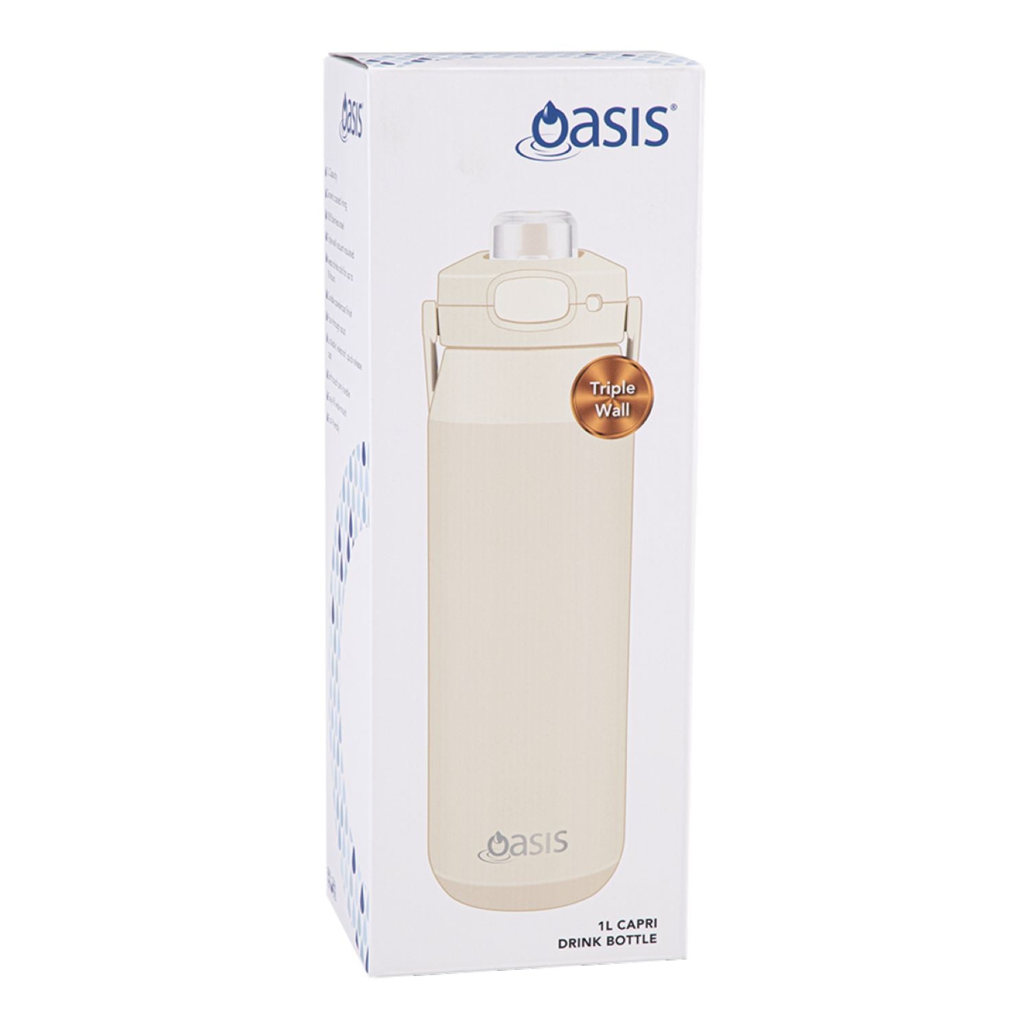 Oasis Ceramic Stainless Steel Triple Wall Capri Quick Release Drink Bottle 1L