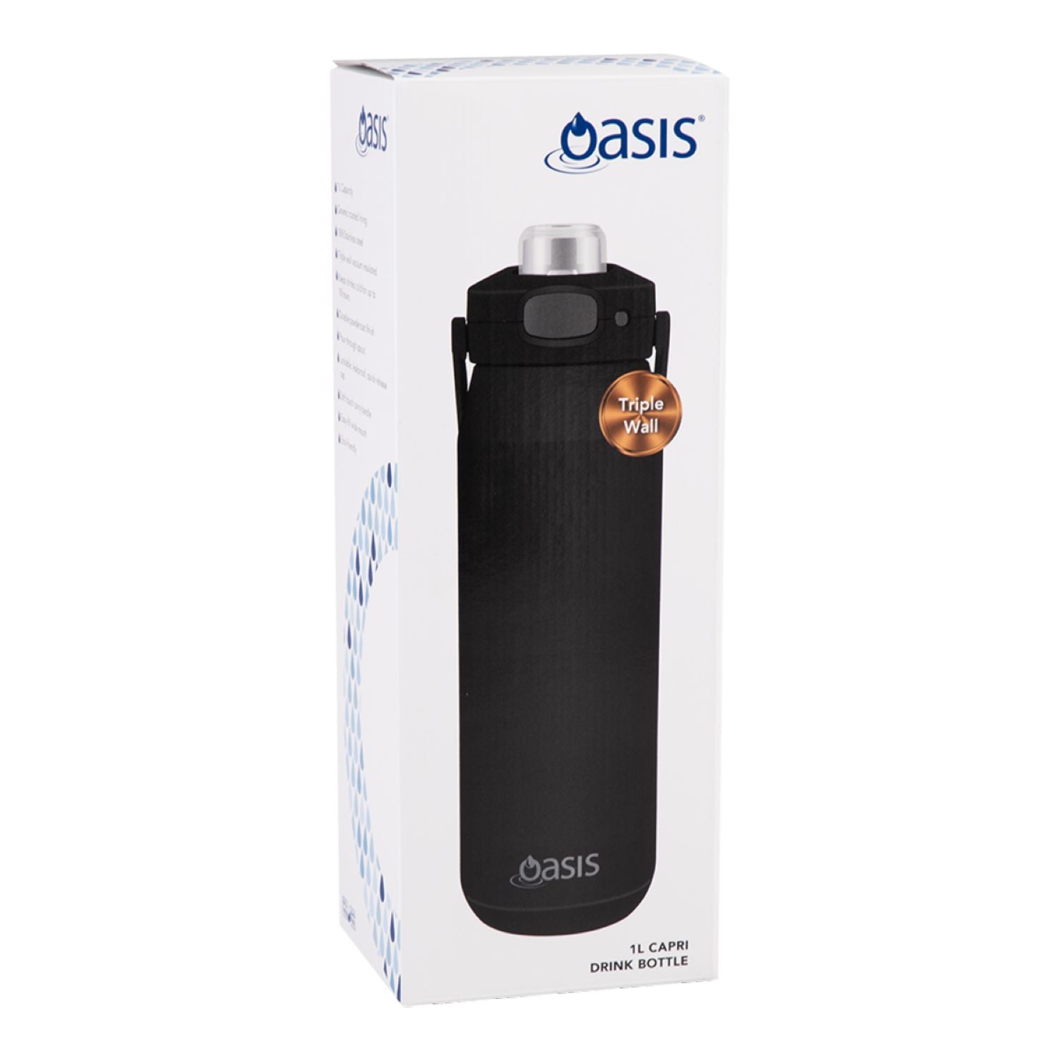 Oasis Ceramic Stainless Steel Triple Wall Capri Quick Release Drink Bottle 1L