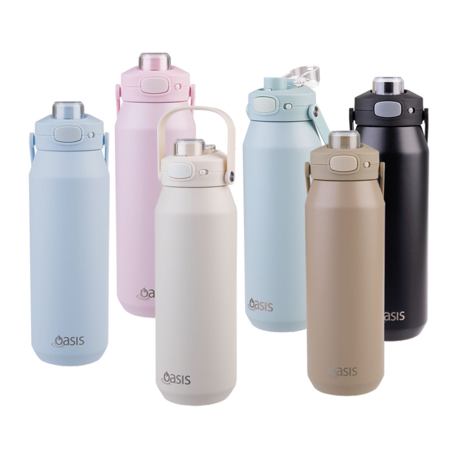 Oasis Ceramic Stainless Steel Triple Wall Capri Quick Release Drink Bottle 1L