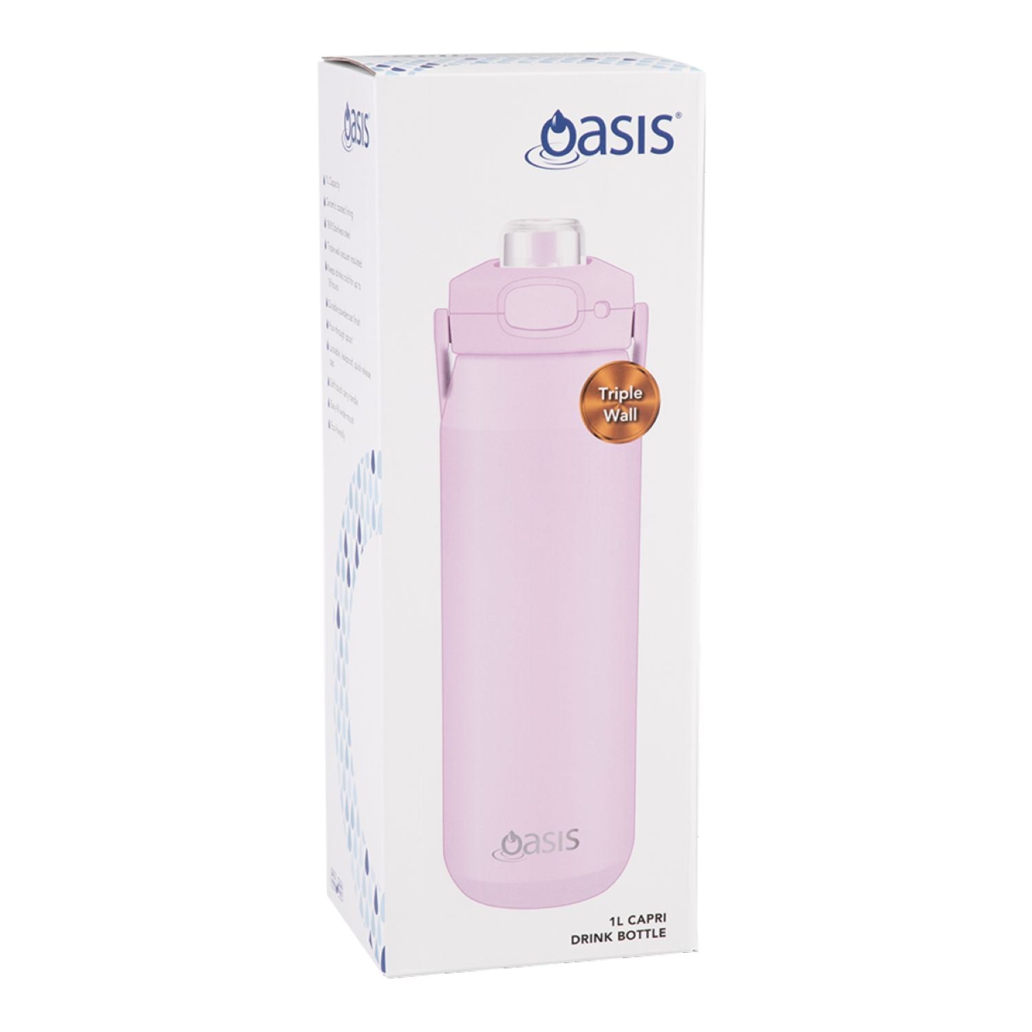 Oasis Ceramic Stainless Steel Triple Wall Capri Quick Release Drink Bottle 1L