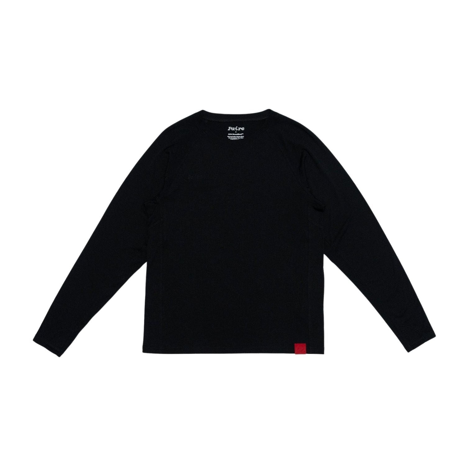 Paire Merino Wool-Blend Unisex Long Sleeve T-Shirt (Black)