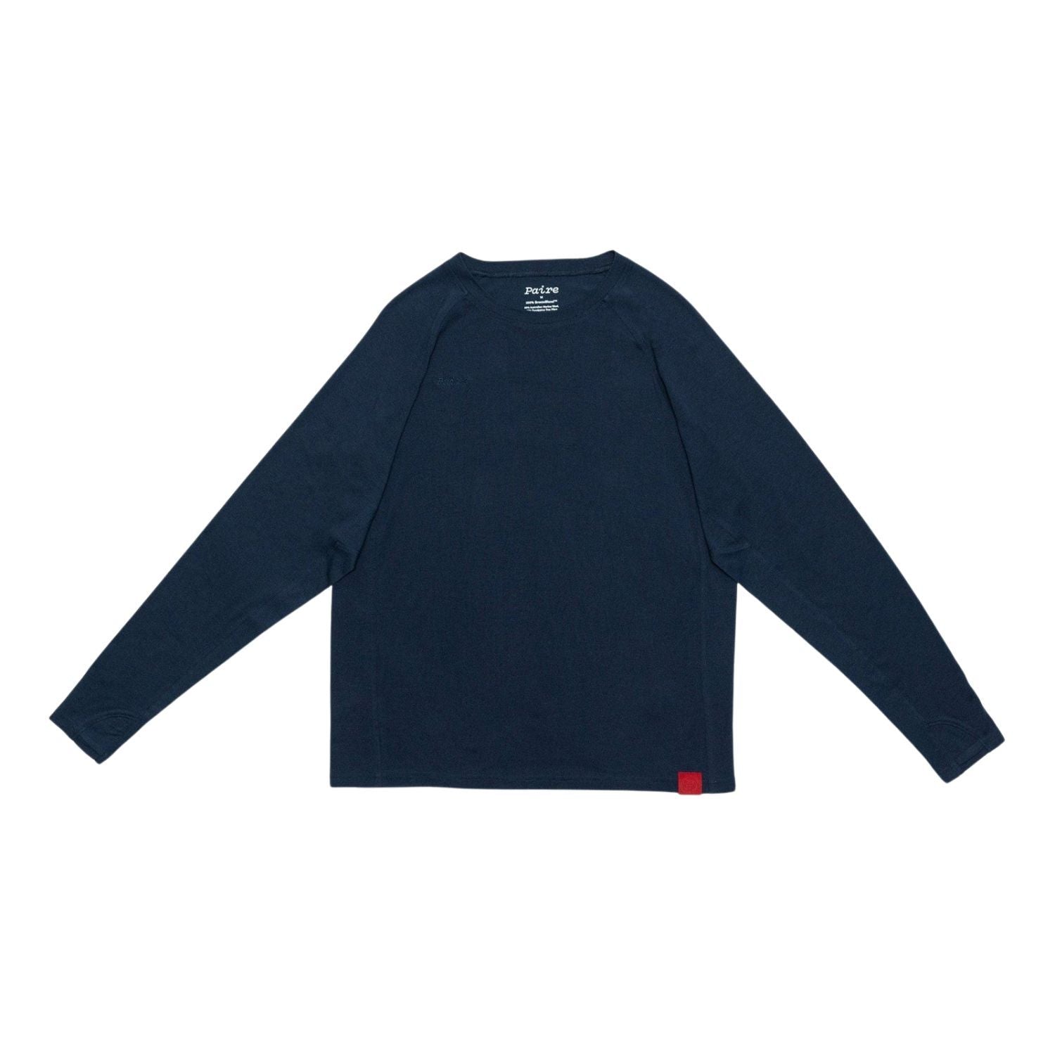 Paire Merino Wool-Blend Unisex Long Sleeve T-Shirt (Navy)