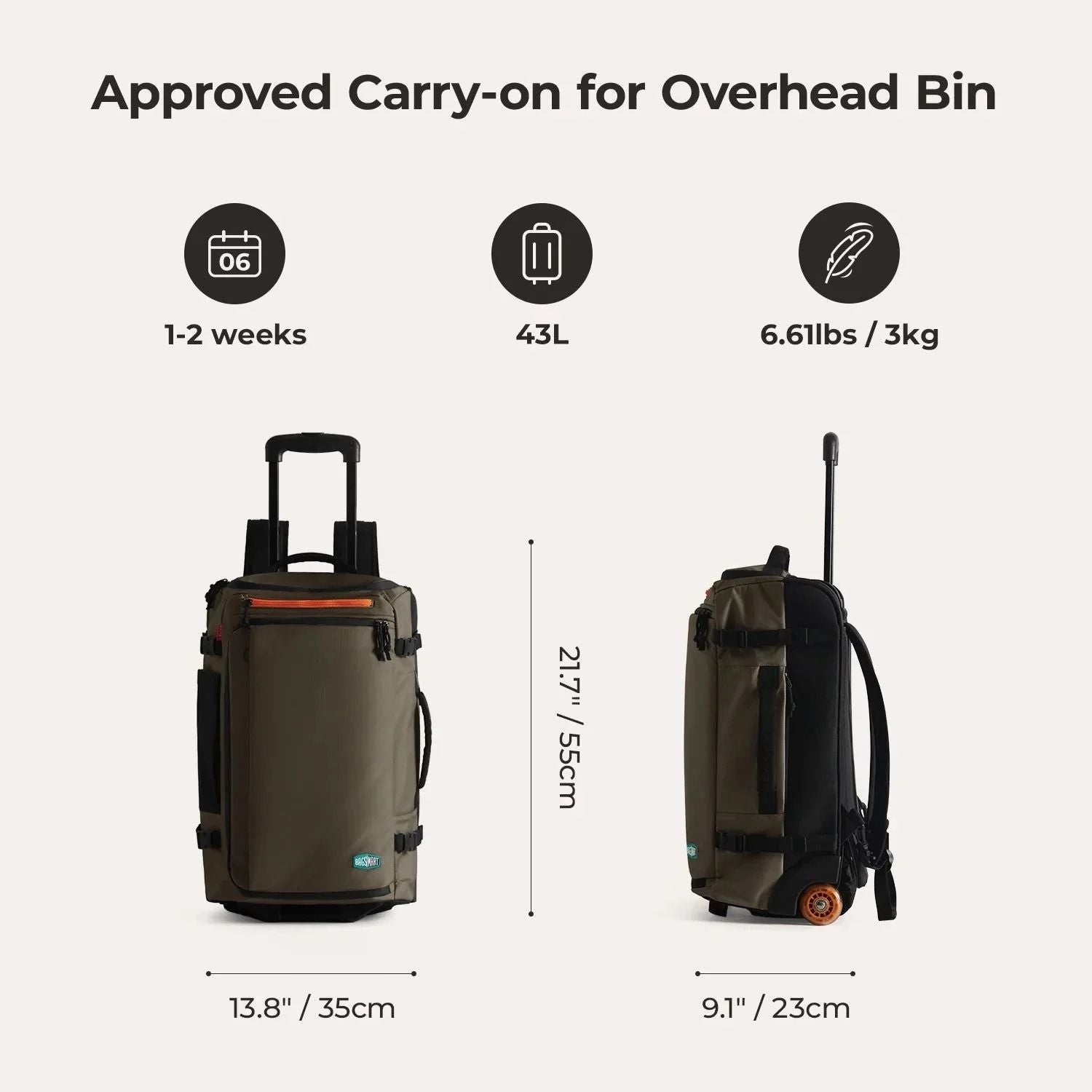 Bagsmart Blast Roller Backpack 43L