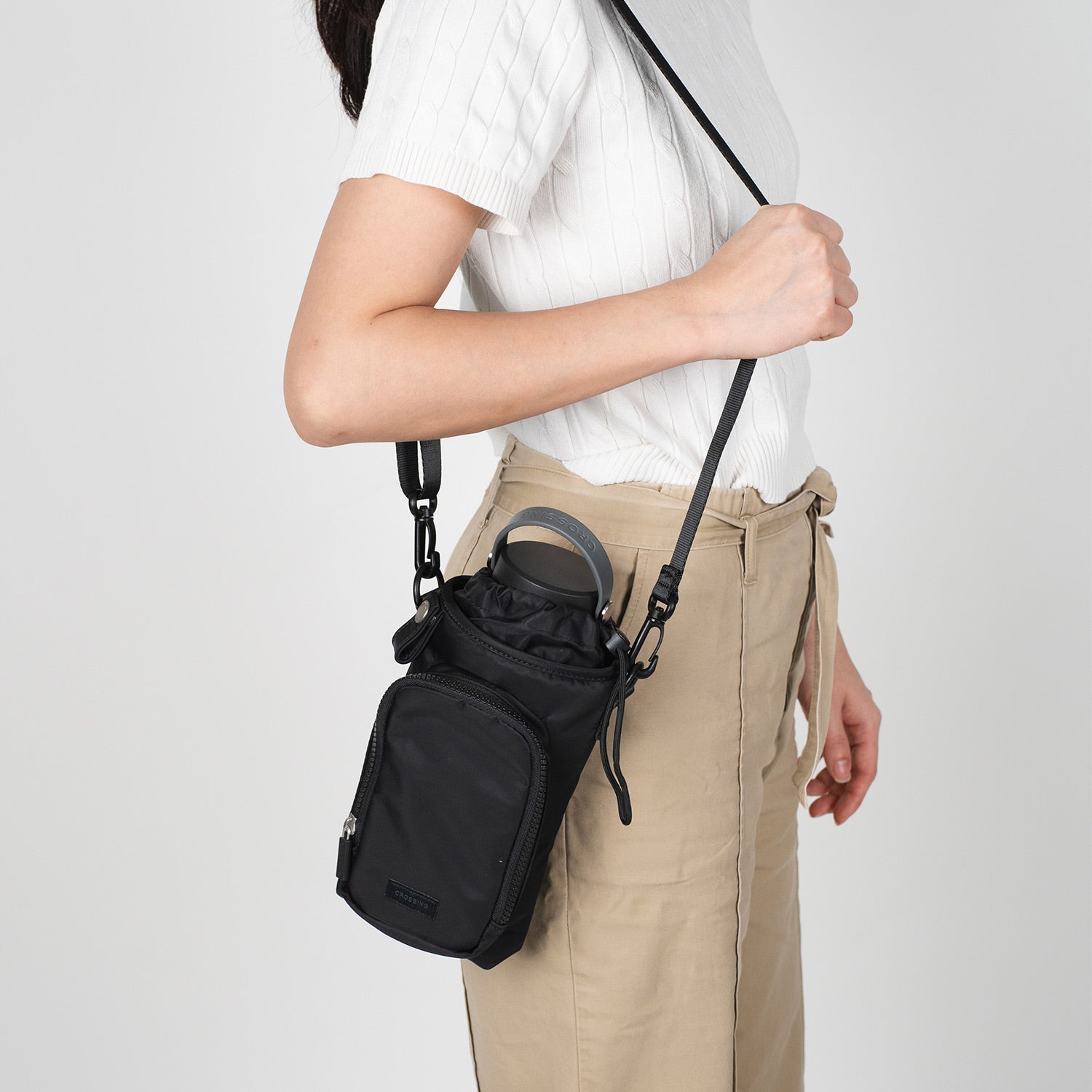 Crossing Water Bottle Crossbody Bag With  Front Pocket 2L
