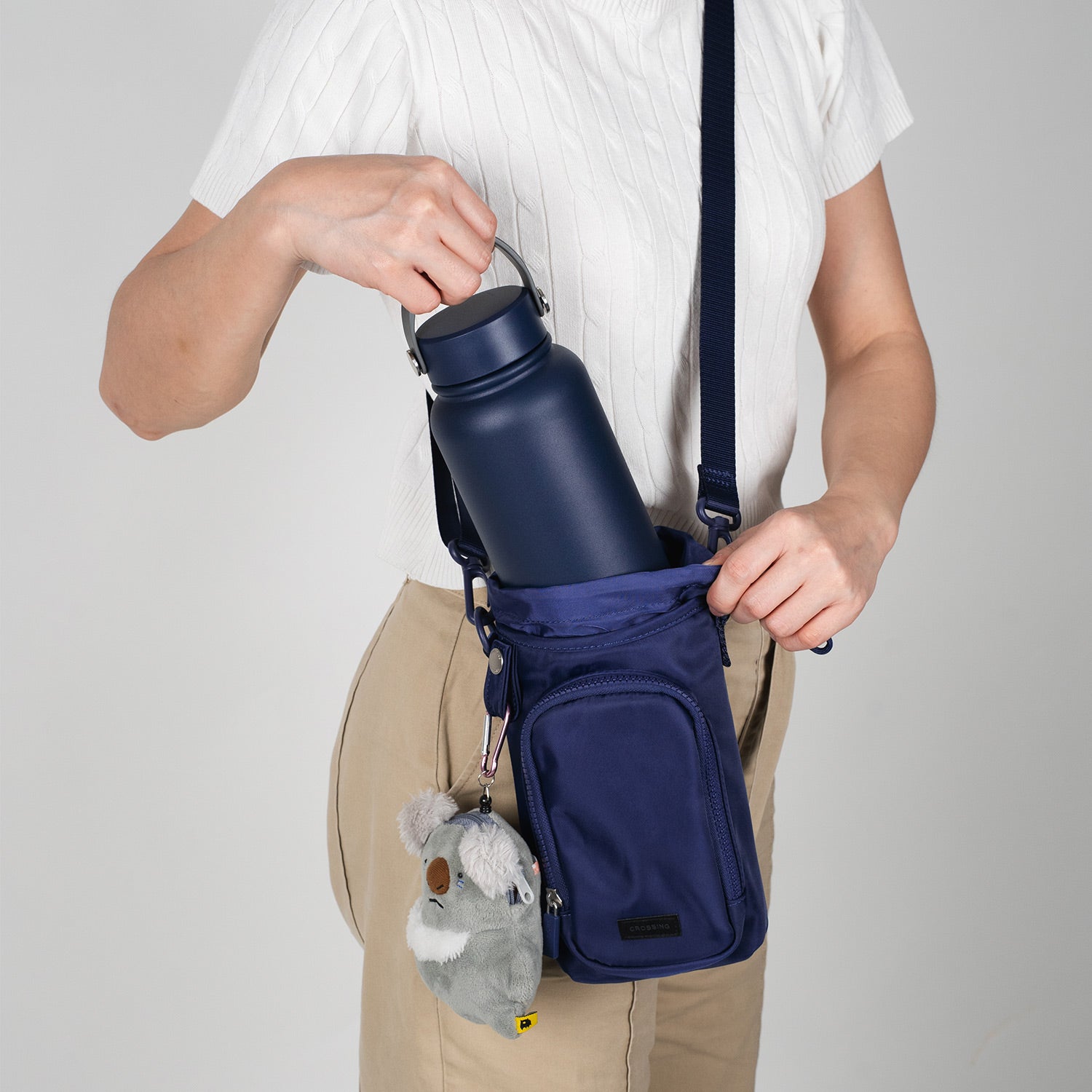 Crossing Water Bottle Crossbody Bag With  Front Pocket 2L