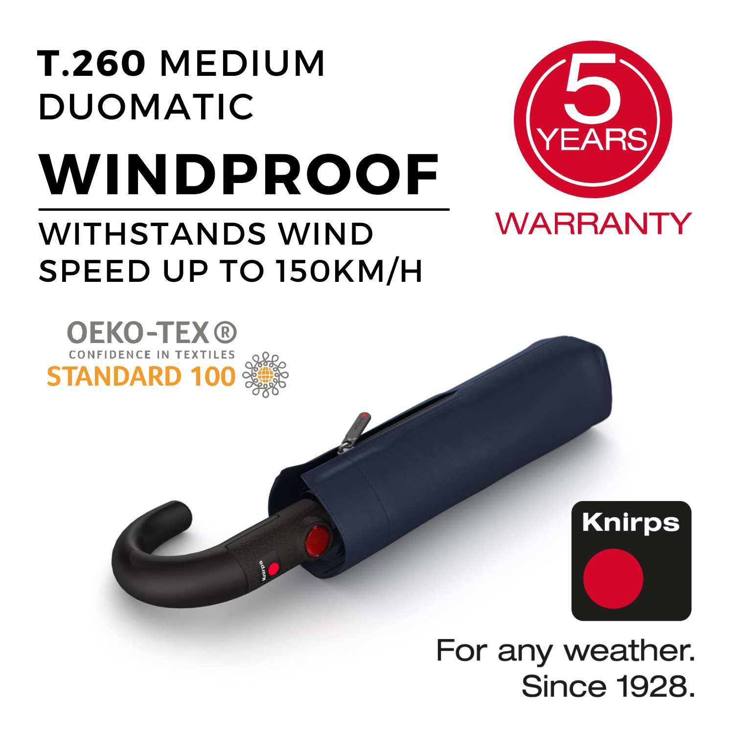 Knirps T.260 Medium Duomatic With Crock Handle Umbrella | Foldable Umbrellas, Regular Price, Travel Accessories, Umbrellas | Knirps Umbrellas