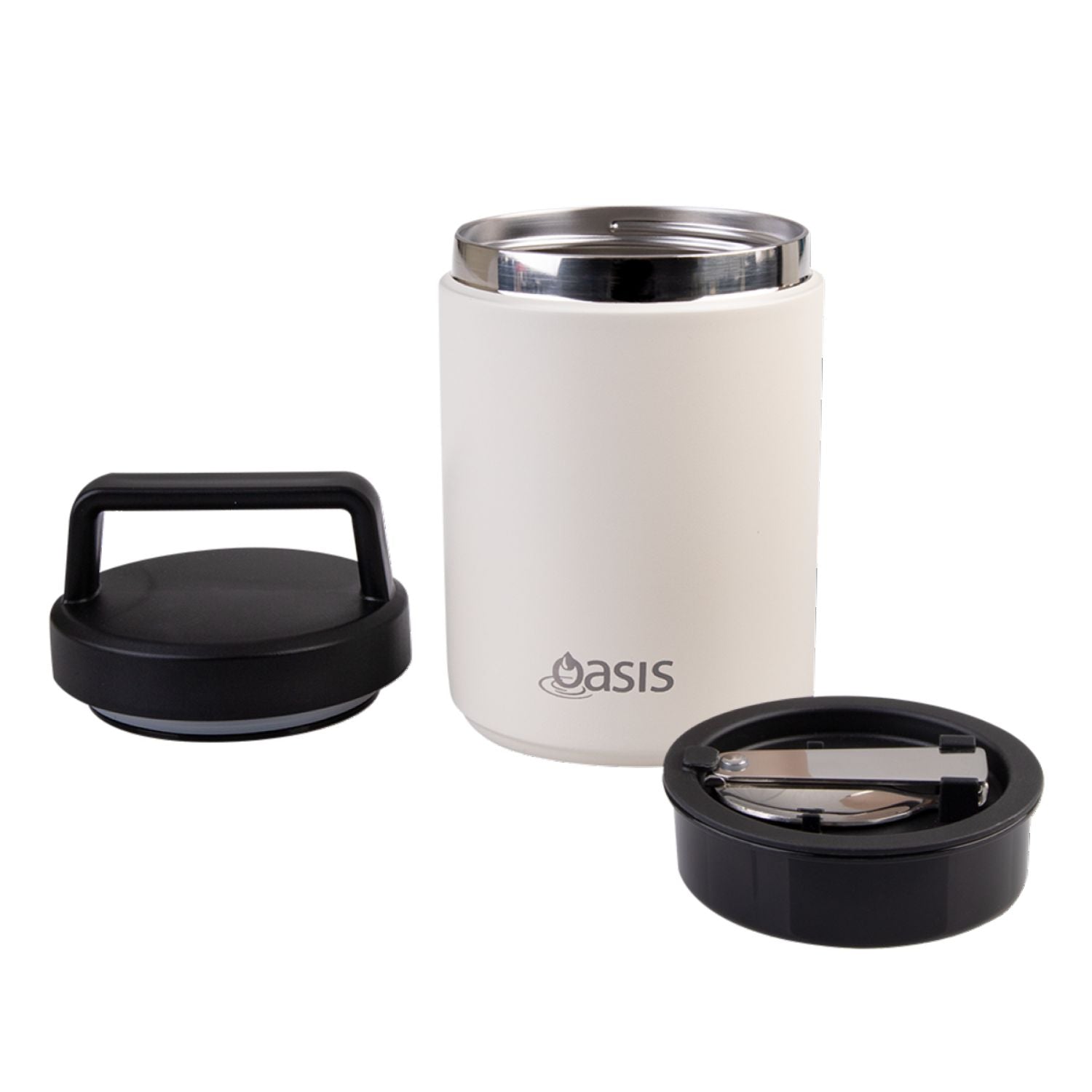Oasis S/S Insulated Dual Compartment Food Jar W Handle And Spoon 480ML