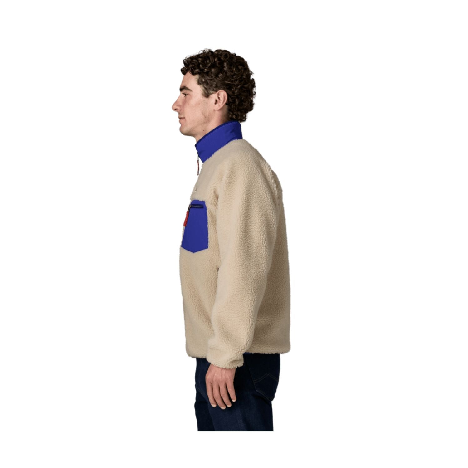 Patagonia Men's Classic Retro-X® Fleece Jacket (Dark Natural W/Cobalt Blue)