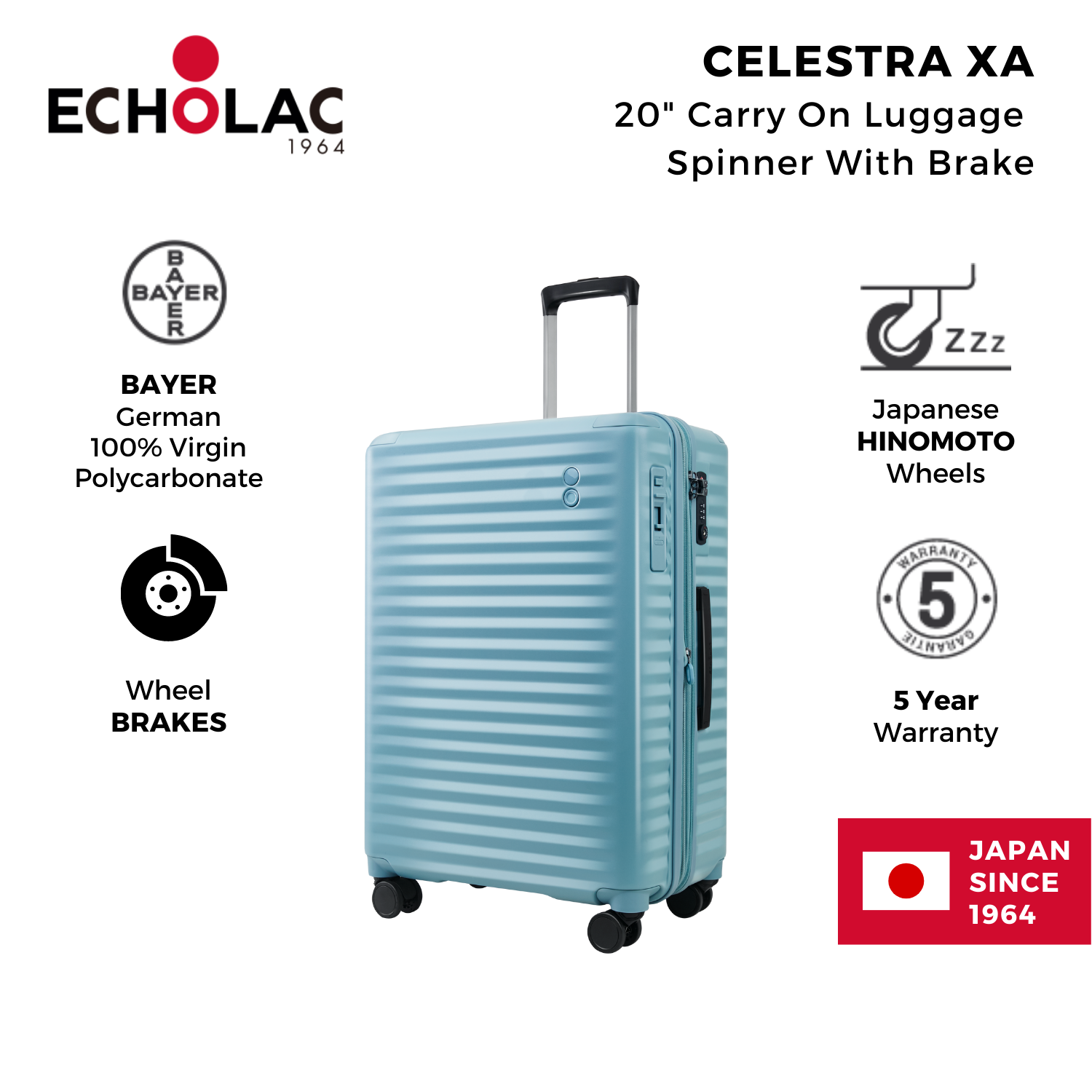 Echolac Celestra XA 20" Carry On Luggage Spinner With Brake | Carry-On Luggage, Hard Case Luggage, Luggage | Echolac-8